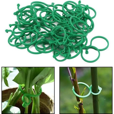 200 Pieces Garden Plant Clips for Vegetable Growing, Vertical Plant Support, Green Plastic, Grouped Ring, Garden Support Tool (1/5)