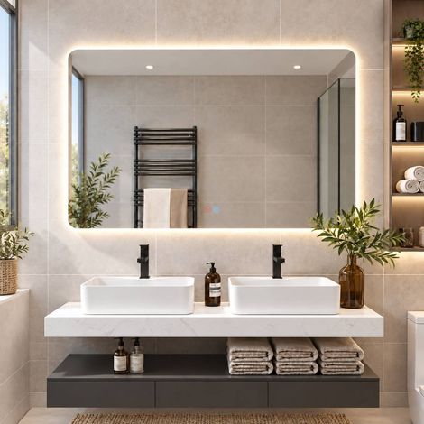 Miroir antibuée avec éclairage LED 120 cm x 60 cm - Horizontal SA20-005 (1/5)