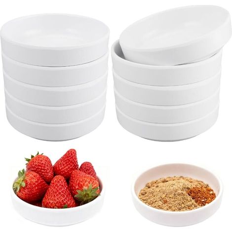 10 Pièces Bols à Sauce Soja Blanc, 8.7 X 2.6 cm Mini Bols à Trempette, Rond Coupelle Aperitif Réutilisable, Empilables, pour Entrées, Ketchup, Confiture, Sushi, Epices, Fruits, Garnitures, BBQ (1/5)