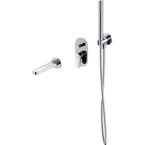 Cersanit Inverto - Mitigeur de baignoire encastré, installation à trous, avec corps, avec accessoires, chrome S952-038 (1/3)