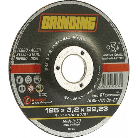 GRINDING DISCO DISCHI DA TAGLIO CENTRO DEPRESSO PER FERRO MOLA MOLE ABRASIVE - 115 x 3,2 x 22,23 (1/4)