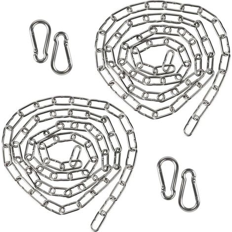 HOXILEELEO - 2 x 1,5 Mètre Chaîne en Acier Inoxydable 3mm Chainette avec 4 Mousquetons, Promenade, Chaîne de Chien Chaîne De Séchage Robuste Charge Chaîne D'ancrage Chaîne Balançoire, Maximale de 80KG (1/5)