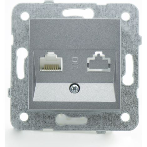Prise RJ45 fumé - (Méca+touche) gamme Karre Novella (1/3)