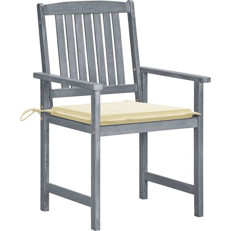 Lot de 6 Chaises de jardin et coussins - Chaises d'extérieur Bois acacia massif Gris (1/5)
