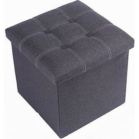 TRADE SHOP - Pouff Puff Pouf Contenitore Imbottito Portaoggetti Seduta Grigio 38x38x35cm 79424 -