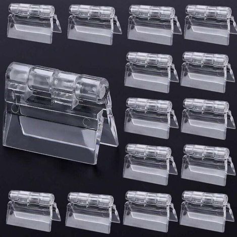 Lot de 10 charnières pliantes en plastique transparent résistant, en acrylique transparent Perspex, 30 x 33 mm (1/4)