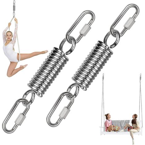 Lot de 2 ressorts à ressort en acier pour fauteuil suspendu - 250 kg - Avec crochet - Support de suspension - Crochet de plafond - Pour voile d'ombrage, berceau à ressort, support de balançoire (1/5)