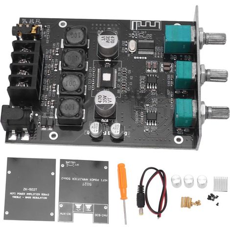 Module Amplificateur Audio Bluetooth 5.0, Contrôle Aigus Graves, Carte AMP 50W+50W, Alimentation DC9-24V pour Enceintes Passives (1/5)