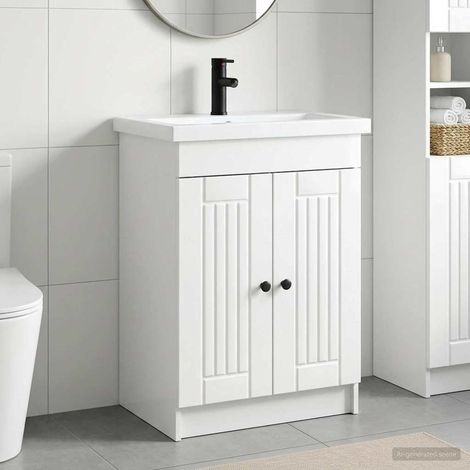 vidaXL Badezimmermöbel-Set Hochglanz Weiß 56 x 37,5 x 81 cm (1/5)