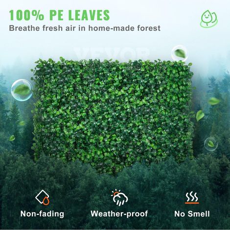 Panneau de haie murale en buis artificiel anti-UV 24 pièces - Décoration végétale 20"x20" (4 cm) - Clôture d'intimité en gazon synthétique pour intérieur/extérieur, jardin, cour (1/5)