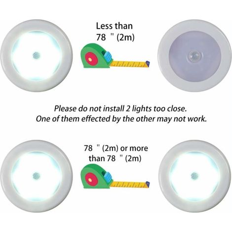 Lampe LED sans fil avec détecteur de mouvement pour placard, escalier, couloir, cuisine, chambre à coucher (3pcs) (coquille blanche (lumière blanche) (1/4)
