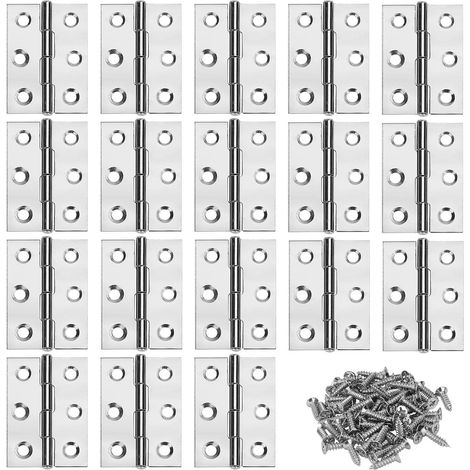 CSPARKV 18 piezas Bisagras de acero inoxidable Bisagras de puerta Conectores de bisagras de muebles con tornillos para muebles del hogar Herrajes Gabinete Protector Puerta Cajón 44 32 mm (1/5)