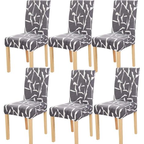 Lot de 6 housses de chaise extensibles et lavables, protection élastique amovible universelle pour salle à manger – Élégant et pratique–DELKEVIC (1/3)