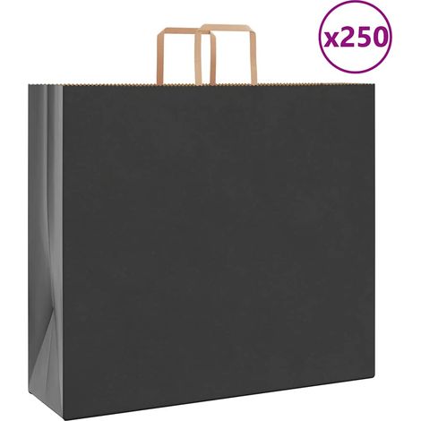 Sacs en papier 250 pcs avec poignées noir 54x15x49 cm vidaXL