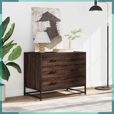 849078 Commode chêne marron 70x41x56 cm bois d'ingénierie (1/5)