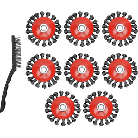 8 pièces ensemble de brosses de roue en fil d'acier au carbone 5/8 "-11 arbre antirouille meulage pour meuleuse d'angle ébavurage polissage propre filetage M14X2 8 pièces + (1/5)