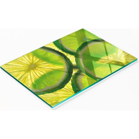 Tagliere da cucina in vetro con decorazioni a tema lime, 80x52 cm. (1/5)