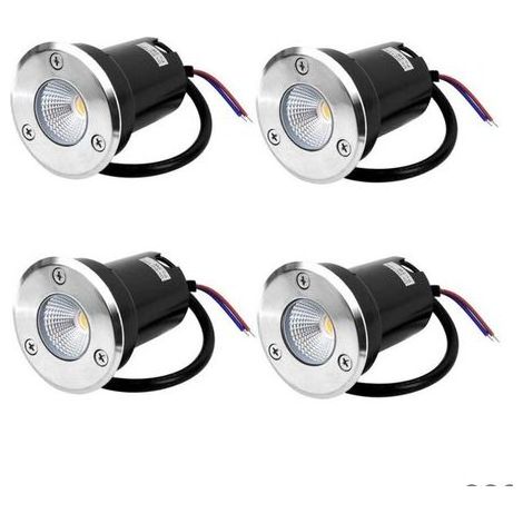 Spot encastrable au sol à LED 4, lampadaire encastré 5W pour l'extérieur, Spot encastrable au sol extérieur, antirouille, chargeable jusqu'à 800 kg, 12V-24V DC, acier inoxydable rond blanc (Blanc Chau (1/5)