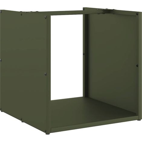 Maison Exclusive - Leñero verde oliva 40x40x40 cm Acero laminado