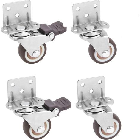 32mm Roulettes pour Meubles Lot de 4 (2 avec Frein), Platine de Fixation en L Charge 80kg, Roues en Caoutchouc TPE Silencieuses pour Table Basse, Support Plantes (1/5)