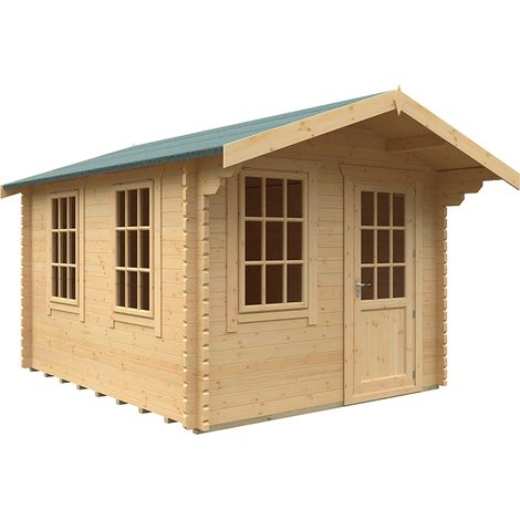 12x10w The Carrington Plus 44mm Cabin - L355 x W295 x H261.6 cm - Solid Wood/Softwood/Pine - Natural