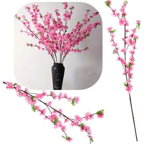 Branche décorative de cerisier et pêcher en fleurs, 120 cm, fleurs artificielles pour vase
