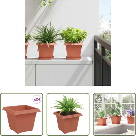 Pot à fleurs extérieur - Pot de Fleurs Carré 24 pcs Rouge brique 20 x 20 x 16 cm (1/5)