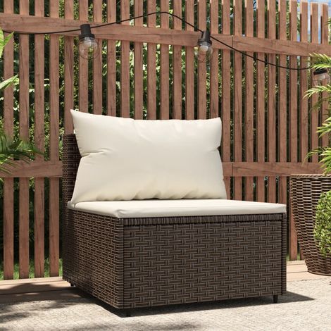Canapé central de jardin avec coussins  Canapé Relax de jardin marron résine tressée -BV48819 (1/5)