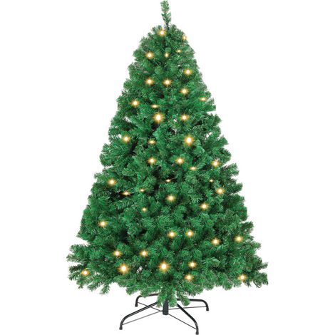 SWANEW 150cm Albero di Natale artificiale da con illuminazione, 8 modalità di illuminazione con supporto in metallo, albero di Natale in PVC per decorazioni natalizie (1/5)