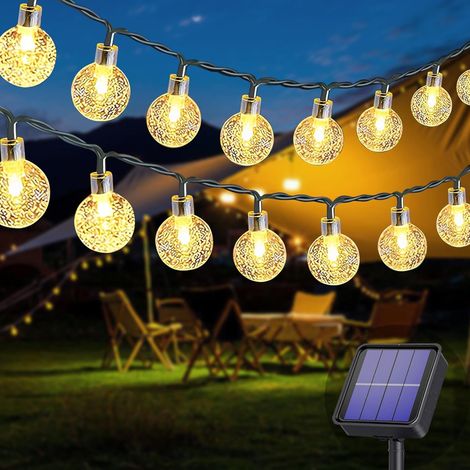 Solar-Lichterkette für den Außenbereich, 50 LEDs, 7 m, 8 Modi, solarbetrieben, wasserdicht, für den Außen- und Innenbereich, für Garten, Baum, Terrasse, Weihnachten, Hochzeit, Party (Warmweiß) (1/5)