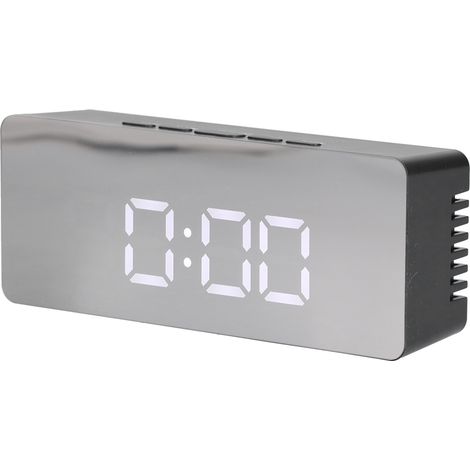Horloge miroir LED rectangulaire avec affichage température, réveil pour chambre, salon, bureau, voyage (modèle TS-S69-HW, sans piles) (1/5)