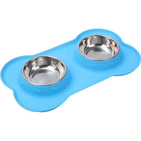 Filiyano-Gamelle double antidérapante pour chien avec coussinet en silicone, revêtement intérieur durable en acier inoxydable, distributeur de (1/5)