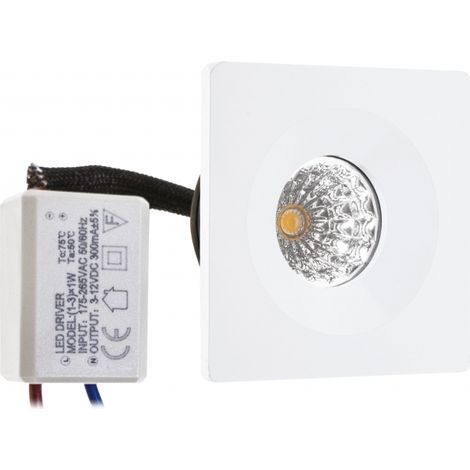 Downlight empotrable centimo cuadrado fijo 1x1w led 65lm 4000k l.4,6xan.4,6xal.0,3cm blanco