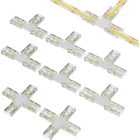 8PCS connecteurs Set pour Ruban LED COB 2Pin millimètre8MM, incluant 6PCS T, 2PCS croisés (1/5)