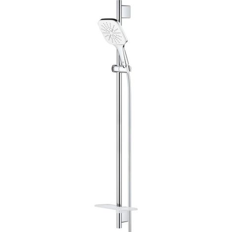 Grohe Rainshower SmartActive Brausestangenset 130 Cube, Moon White/Chrom, 5,4l/min, 900mm, Silverflex 1,750mm, 3 Strahlarten