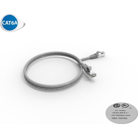Cordon RJ45 CAT6A SFTP 100 Ohms LSOH, Couleur : gris, Longueur : 1m (2210)