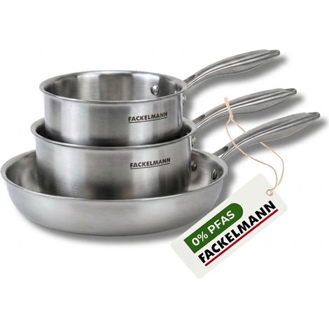 Batterie de cuisine avec 1 poêle de cuisson 20 cm et 3 casseroles 14/18 cm en inox sans PFAS Fackelmann Vita3 (1/5)