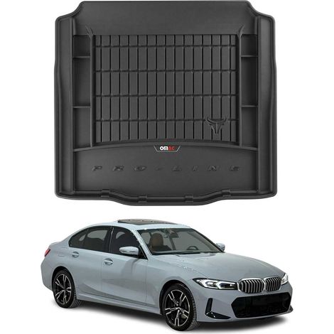 Tapis de Coffre 3D TPE Premium Compatible avec BMW Série 3 G20 2018 à 2023, Bac de Protection de Coffre Intérieur antidérapant Revêtement de Coffre Bords Hauts pour Voiture Noir