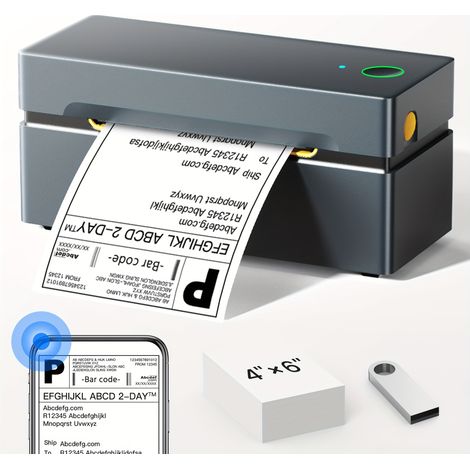 Imprimante Étiquettes Thermique Sans Fil – Impression Haute Vitesse. Compatible Smartphone/PC. Modèle (Gris Météorite). (1/5)