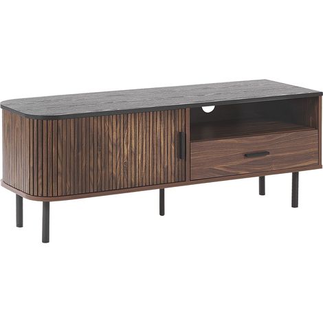 Mobile Tv in Stile Retro Legno Scuro e Nero per Televisori Fino a 54ʺ Jose (1/5)