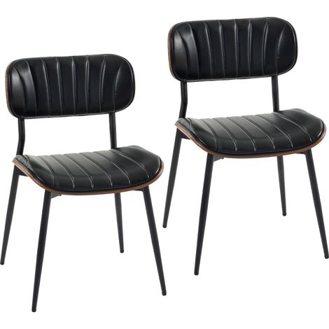 Lot de 2 chaises, en similicuir, noir, 49,5 x 49,5 x 80 cm (1/5)