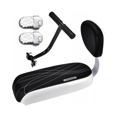Cojín trasero para bicicleta con respaldo, cojín de transporte de PU para bicicleta, asiento de seguridad universal para niños en bicicleta, reposapiés para bicicleta, reposabrazos