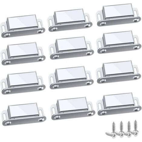 Loquet Magnetique, 12 Pièces Aimants loqueteaux magnétiques Placard Aimant Puissant Robuste Jusqu'à 6kg, Pour Tiroirs Porte de Douche Aimanté Armoire Placard, Cabinet, Meubles (45mm-12pc)-- (1/5)