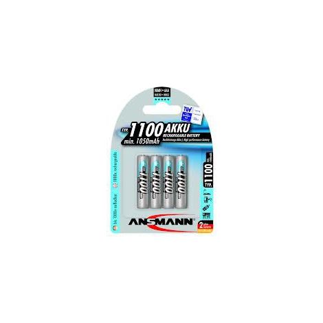 Piles ANSMANN HR03 - AAA - Blister x 4 - NiMh - 1.2V - 1100mAh