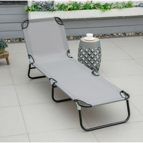 Asiento tumbona plegable con respaldo ajustable gris HAVRYA (1/4)