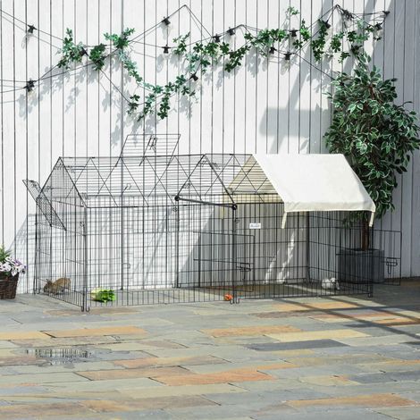 Recinto esterno per piccoli animali con tetto parasole 220 x 103 x 103 cm nero OKMYHOME (1/5)