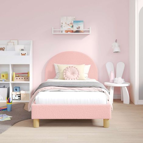Kinderbettgestell mit Kopfteil Rosa 80 x 160 cm Schafstoff