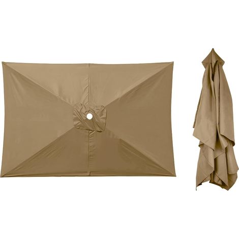 CCYKXAHousse de rechange pour parasol de terrasse rectangulaire - 300 x 200 cm - Tissu parapluie de rechange - 6 bras - Anti-ultraviolet - Pour cour(kaki) (1/5)