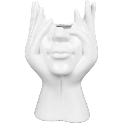 Vases en Céramique Blancs Style Nordique Moderne pour Décor de Salon Bureau ou Étagère (1/2)