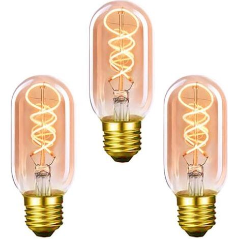 BUNTHAUS Ampoule vintage Edison E27 T45 4W Ampoule LED à filament à enroulement antique blanc chaud 3 pièces